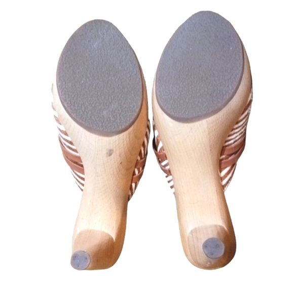 NEW Hype Miami Calf Hair and Wood Platform Heels Open Toe Mules Rare - Picture 8 of 10